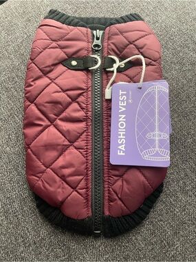 Gooby Small Quilted Burgundy Fashion Vest Jacket Coat